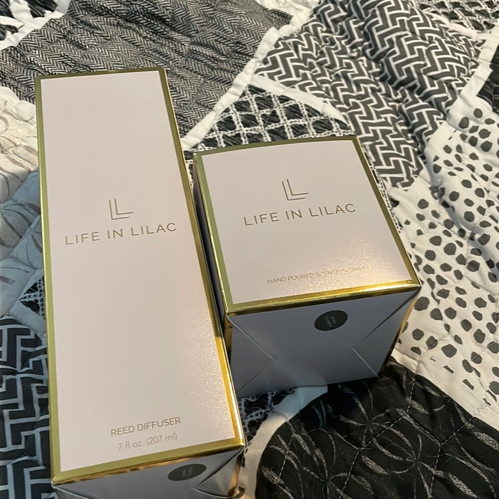 Life in Lilac Reed diffuser & soy candle. Scent: Down to Earth-Sandal & Vetiver